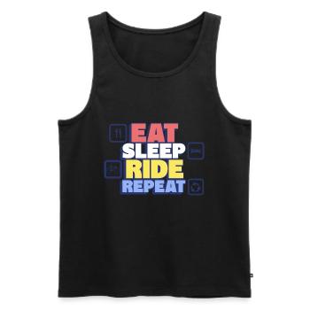 Eating, sleeping, cycling, repeating - Men's Premium Organic Tank Top - black - Front - Michal (187cm)