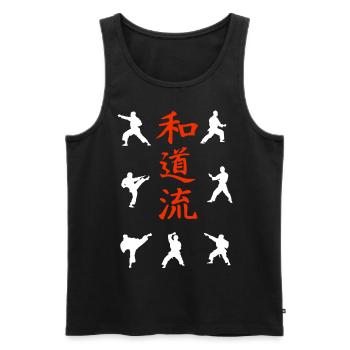 Wado-Ryu Techniken und Kanji Shirt - Männer Premium Bio Tank Top - Schwarz - Vorne - AI Model Male 178 light (178cm)