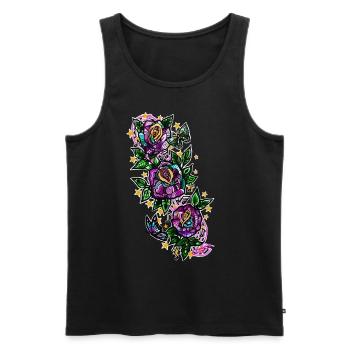 Rose/Noten/Schmetterlinge - Männer Premium Bio Tank Top - Schwarz - Vorne - Michal (187cm)