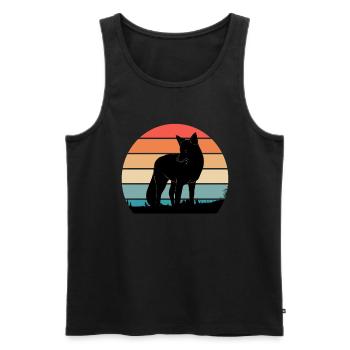 Vintage Fuchs Jäger Jagd - Männer Premium Bio Tank Top - Schwarz - Vorne - AI Model Male 178 light (178cm)