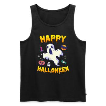 Happy Halloween Geist - Männer Premium Bio Tank Top - Schwarz - Vorne - Michal (187cm)