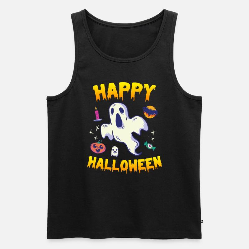 Happy Halloween Geist - Männer Premium Bio Tank Top - Schwarz
