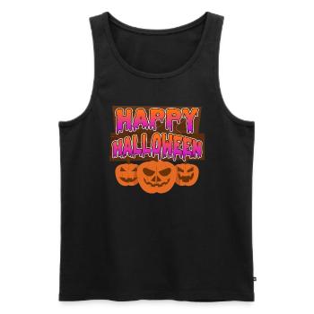 Halloween Citrouille Joyeux Halloween - Débardeur bio Premium Homme - noir - Devant - AI Model Male 178 light (178cm)