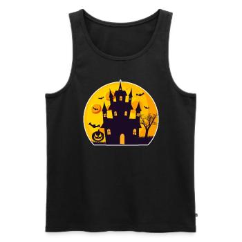 Halloween au château effrayant - Débardeur bio Premium Homme - noir - Devant - Michal (187cm)