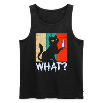 Creepy Killer Halloween Cat - Men's Premium Organic Tank Top - black - Front - AI Model Male 178 light (178cm)