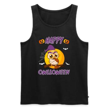 Owloween Happy Eulen Halloween - Männer Premium Bio Tank Top - Schwarz - Vorne - Michal (187cm)