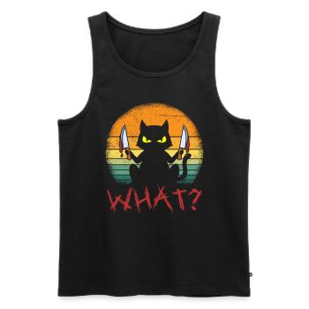 Tueur en série Chat d’Halloween - Débardeur bio Premium Homme - noir - Devant - AI Model Male 178 light (178cm)
