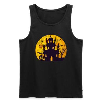 Halloween au château effrayant - Débardeur bio Premium Homme - noir - Devant - Michal (187cm)