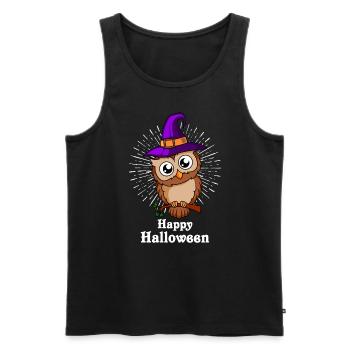Happy Eule Halloween - Männer Premium Bio Tank Top - Schwarz - Vorne - Michal (187cm)