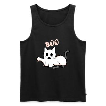 Boo Geister Halloween Katze - Männer Premium Bio Tank Top - Schwarz - Vorne - AI Model Male 178 light (178cm)