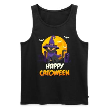 Catoween Happy Katzen Halloween - Männer Premium Bio Tank Top - Schwarz - Vorne - Michal (187cm)