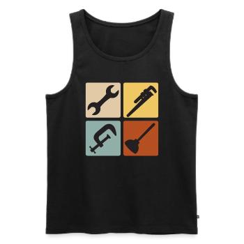 Tinsmith Plumber Plant Mechanic Vintage - Men's Premium Organic Tank Top - black - Front - AI Model Male 178 light (178cm)