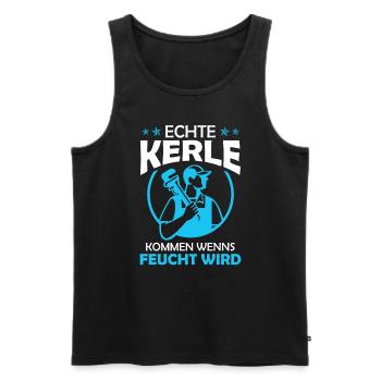 Echte Kerle kommen wenns feucht wird - Männer Premium Bio Tank Top - Schwarz - Vorne - Michal (187cm)