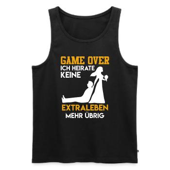 Game over - JGA Männer Hochzeit - Männer Premium Bio Tank Top - Schwarz - Vorne - Michal (187cm)