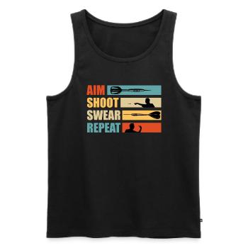 Darts Aim Shoot Swear Repeat Dart Zubehör Darts - Männer Premium Bio Tank Top - Schwarz - Vorne - Michal (187cm)