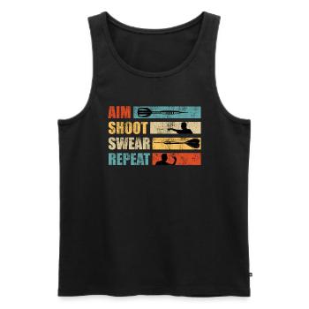 Darts Aim Shoot Swear Repeat Dart Zubehör Darts - Männer Premium Bio Tank Top - Schwarz - Vorne - Michal (187cm)
