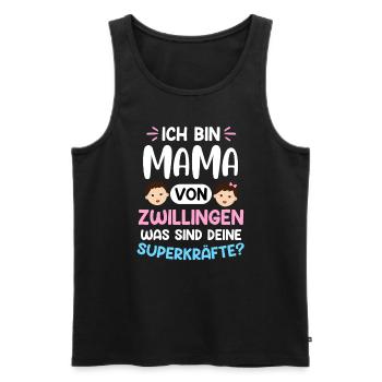 Zwillingsmama Mutter von Zwillingen Super Mama - Männer Premium Bio Tank Top - Schwarz - Vorne - AI Model Male 178 light (178cm)