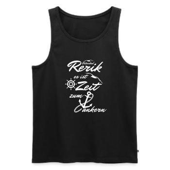 Rerik-es ist Zeit zum ankern - Männer Premium Bio Tank Top - Schwarz - Vorne - AI Model Male 178 light (178cm)