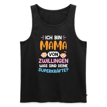 Zwillingsmama Mutter von Zwillingen Super Mama - Männer Premium Bio Tank Top - Schwarz - Vorne - AI Model Male 178 light (178cm)