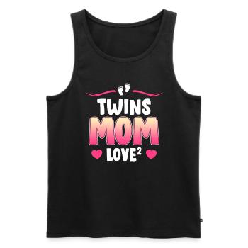 Maman Jumelle Love High 2 Mère de 2 Maman - Débardeur bio Premium Homme - noir - Devant - AI Model Male 178 light (178cm)