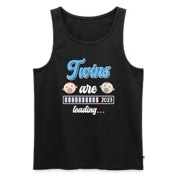 Twin Mom Twins loading Young Girls Mom - Men's Premium Organic Tank Top - black - Front - AI Model Male 178 light (178cm)