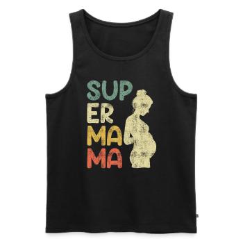 Super Maman Enceinte Meilleure Mère Enfant - Débardeur bio Premium Homme - noir - Devant - Michal (187cm)