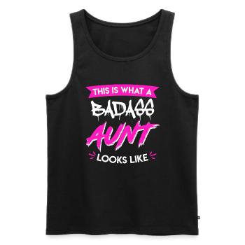 So sieht coole Tante aus Familie Badass Tante - Männer Premium Bio Tank Top - Schwarz - Vorne - Michal (187cm)