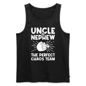 Oncle et neveu l’équipe du chaos parfait - Débardeur bio Premium Homme - noir - Devant - Michal (187cm)