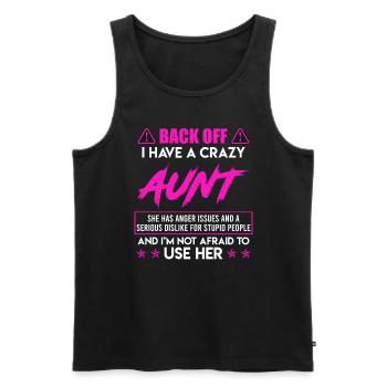 Caution I have a crazy aunt Super aunt - Men's Premium Organic Tank Top - black - Front - Michal (187cm)