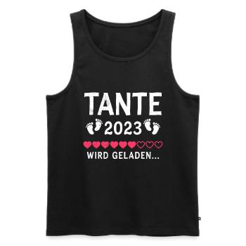 Tante 2023 wird geladen bald Tante du wirst Tante - Männer Premium Bio Tank Top - Schwarz - Vorne - Michal (187cm)