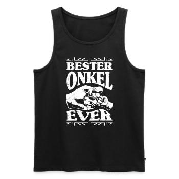 Bester Onkel ever - Männer Premium Bio Tank Top - Schwarz - Vorne - Michal (187cm)