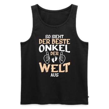 So sieht der beste Onkel der Welt aus - Männer Premium Bio Tank Top - Schwarz - Vorne - Michal (187cm)