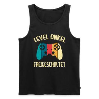Level Onkel freigeschaltet Onkel - Männer Premium Bio Tank Top - Schwarz - Vorne - Michal (187cm)
