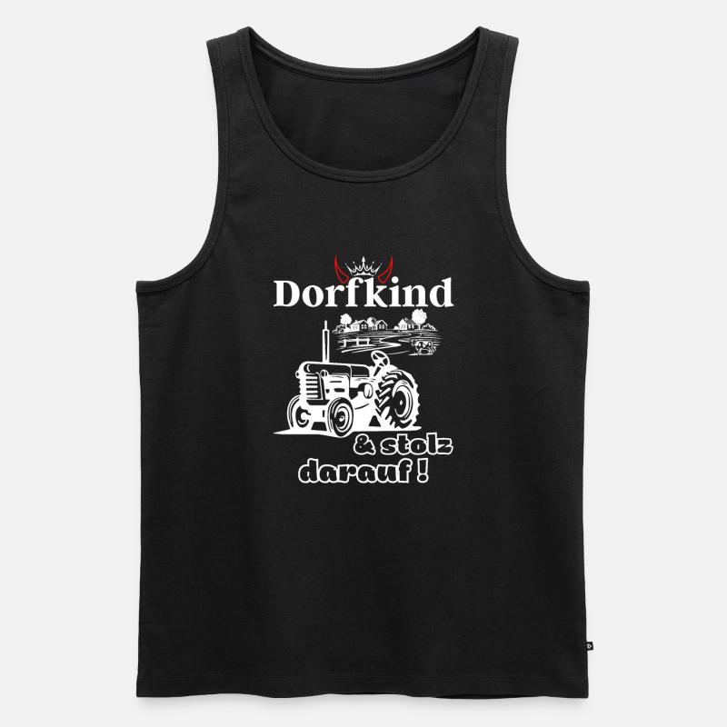 Dorfkind und stolz darauf- Spruch mit Traktor - Männer Premium Bio Tank Top - Schwarz