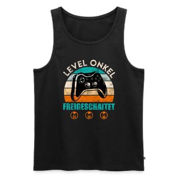 Level Onkel freigeschaltet Onkel - Männer Premium Bio Tank Top - Schwarz - Vorne - Michal (187cm)