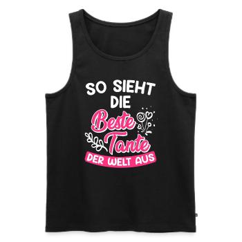 So sieht die Beste Tante der Welt aus Super Tante - Männer Premium Bio Tank Top - Schwarz - Vorne - Michal (187cm)
