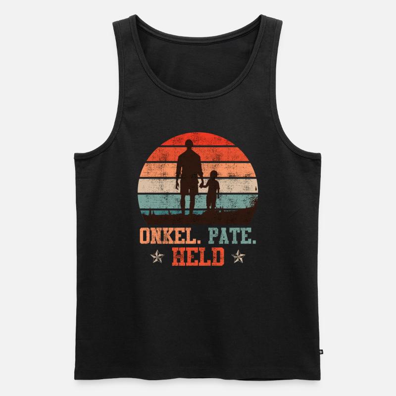 Onkel Pate Held Onkel Spruch - Männer Premium Bio Tank Top - Schwarz