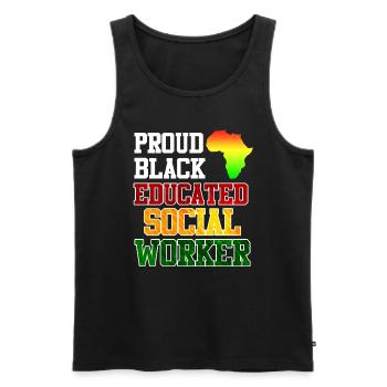 Africa Education I am a proud social worker - Men's Premium Organic Tank Top - black - Front - AI Model Male 178 light (178cm)