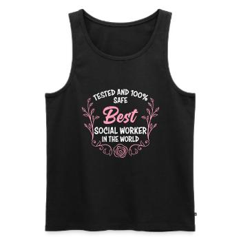 Getestet und sicher Ich bin Sozialarbeiterin - Männer Premium Bio Tank Top - Schwarz - Vorne - AI Model Male 178 light (178cm)