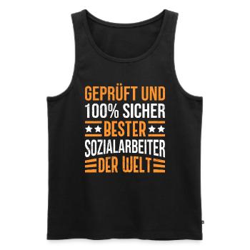 Geprüft und sicher der beste Sozialarbeiter - Männer Premium Bio Tank Top - Schwarz - Vorne - AI Model Male 178 light (178cm)