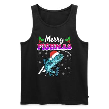 Merry Fishmas Angler Christmas Angel - Men's Premium Organic Tank Top - black - Front - AI Model Male 178 light (178cm)