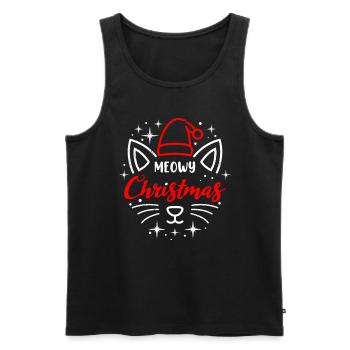 Miaou Noël Chat de Noël Propriétaire Nicholas - Débardeur bio Premium Homme - noir - Devant - AI Model Male 178 light (178cm)