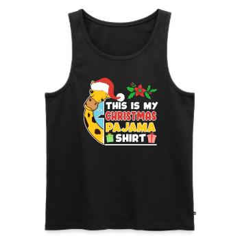 Chemise de Noël Girafe Moche Noël - Débardeur bio Premium Homme - noir - Devant - Michal (187cm)