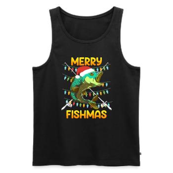 Pêcheur Noël Joyeux poisson Poisson - Débardeur bio Premium Homme - noir - Devant - AI Model Male 178 light (178cm)