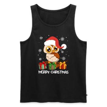 Joyeux Noël Hibou Noël - Débardeur bio Premium Homme - noir - Devant - Michal (187cm)