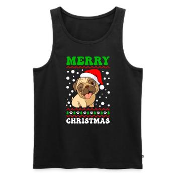 Joyeux Noël chien carlin chien propriétaire carlin - Débardeur bio Premium Homme - noir - Devant - AI Model Male 178 light (178cm)
