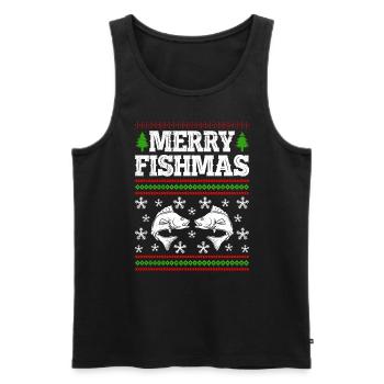 Merry Fishmas Angler Christmas Angel - Men's Premium Organic Tank Top - black - Front - AI Model Male 178 light (178cm)