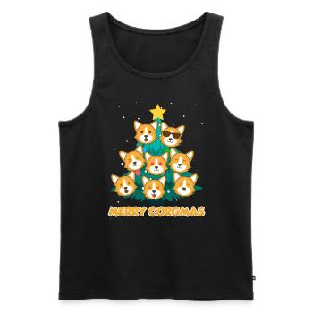 Joyeux Corgmas Chiens Noël Welsh Corgi - Débardeur bio Premium Homme - noir - Devant - Michal (187cm)