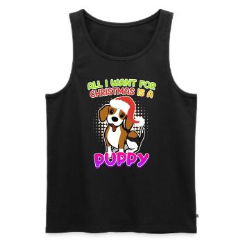 Je veux un chiot pour Noël Chien Puppy Beagle - Débardeur bio Premium Homme - noir - Devant - Michal (187cm)