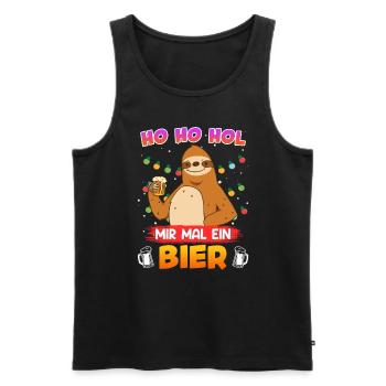 Ho Hol mir mal ein Bier Faultier Biertrinker - Männer Premium Bio Tank Top - Schwarz - Vorne - Michal (187cm)